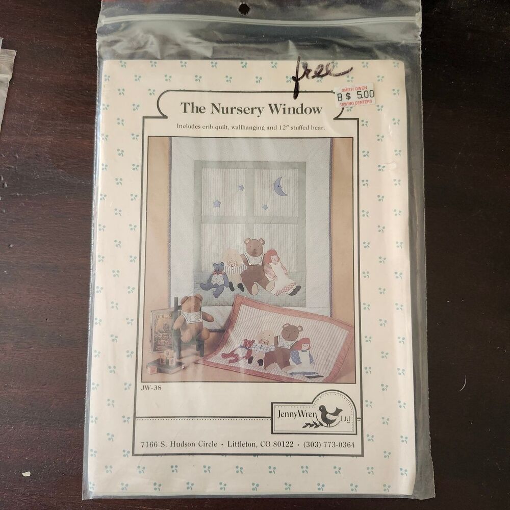 JennyWren Ltd. The Nursery Window Quilt Pattern JW-38 Crib Wallhanging Bear 1988